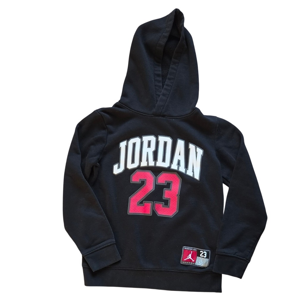 Jordan Brand Flight Kids Black Pullover Hoodie 23 Graphic Sweatshirt Size 7 L/G